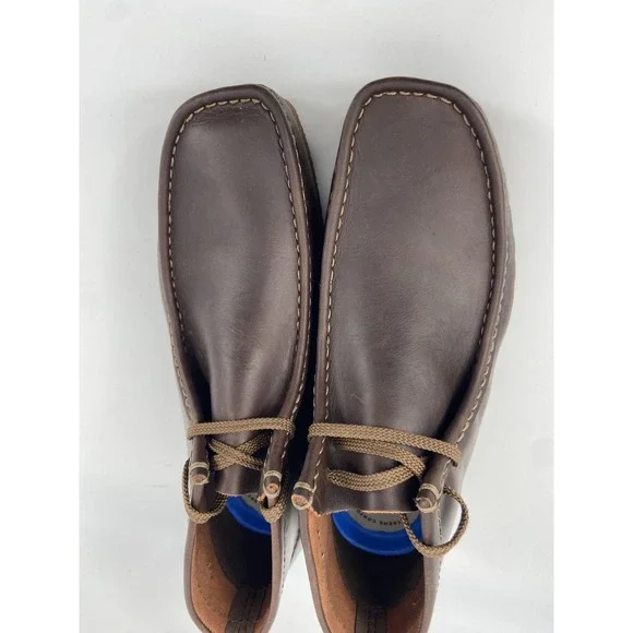 Clarks‎ Boots Mens 11 Wide Brown Shacre Leather Chukka Crepe Wallabee Beeswax